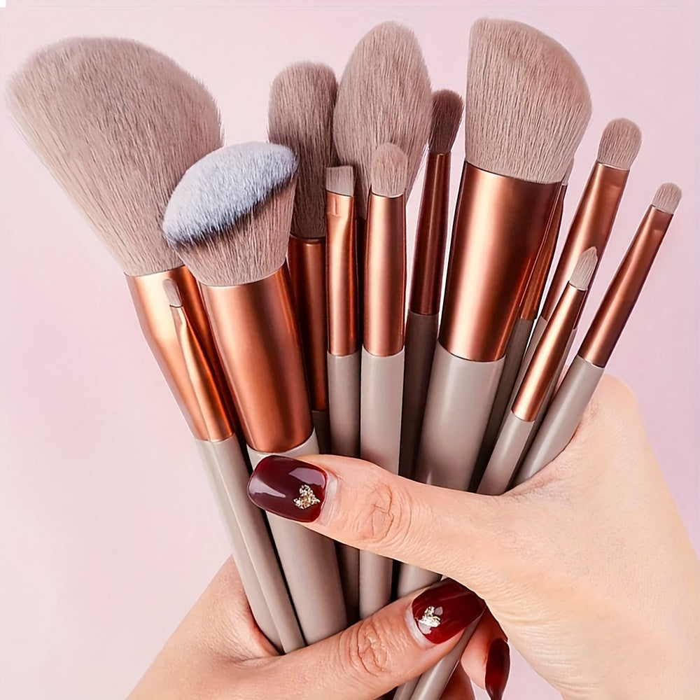 Fluffy Makeup Brush Set with Sponge & Bag-1