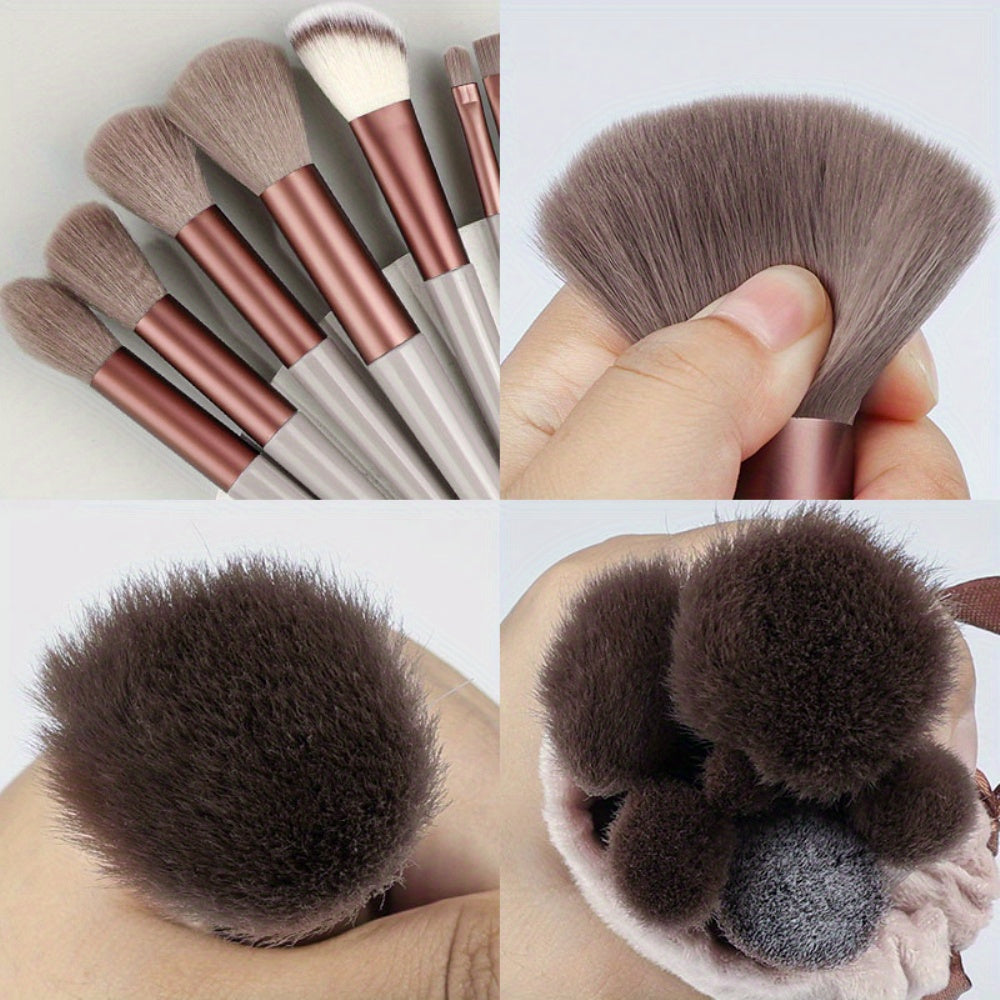 Fluffy Makeup Brush Set with Sponge & Bag-2