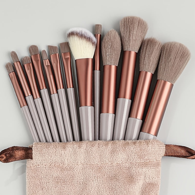 Fluffy Makeup Brush Set with Sponge & Bag-3