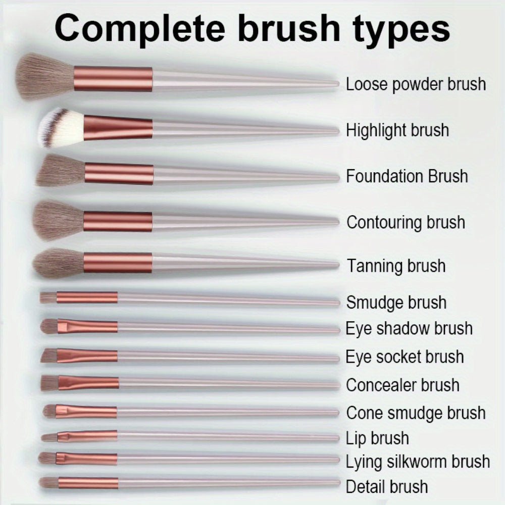 Fluffy Makeup Brush Set with Sponge & Bag-4