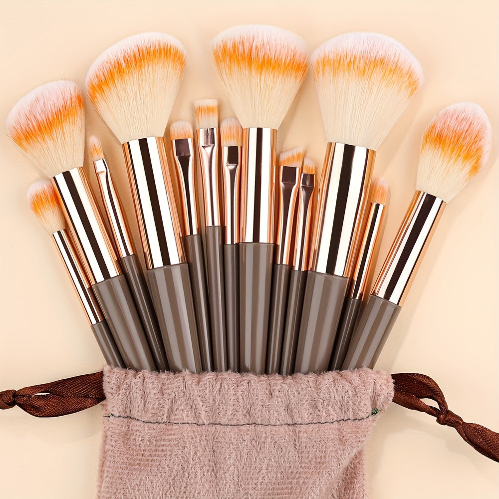 Fluffy Makeup Brush Set with Sponge & Bag-5