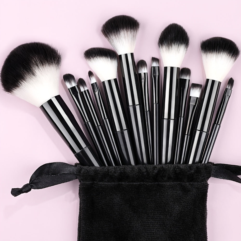 Fluffy Makeup Brush Set with Sponge & Bag-6