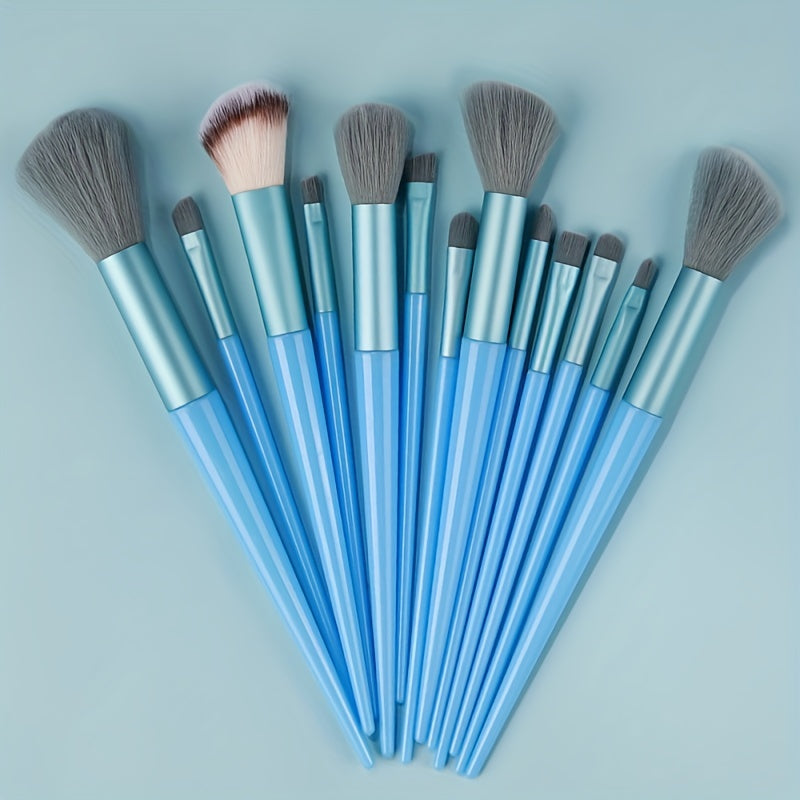 Fluffy Makeup Brush Set with Sponge & Bag