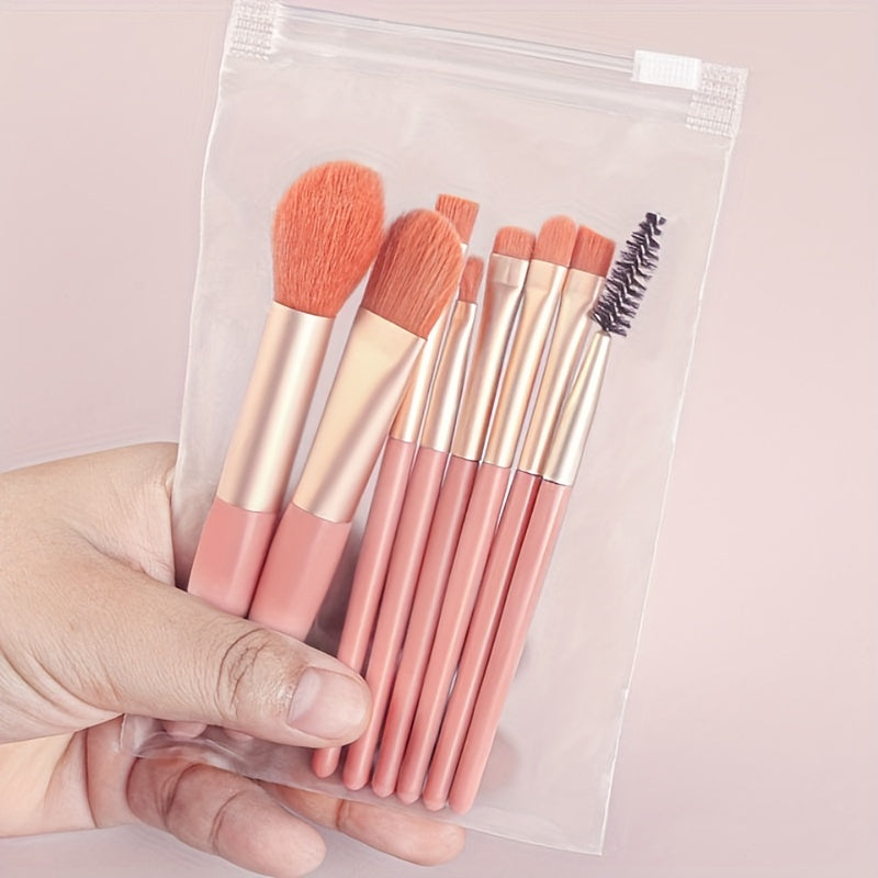 Fluffy Makeup Brush Set with Sponge & Bag