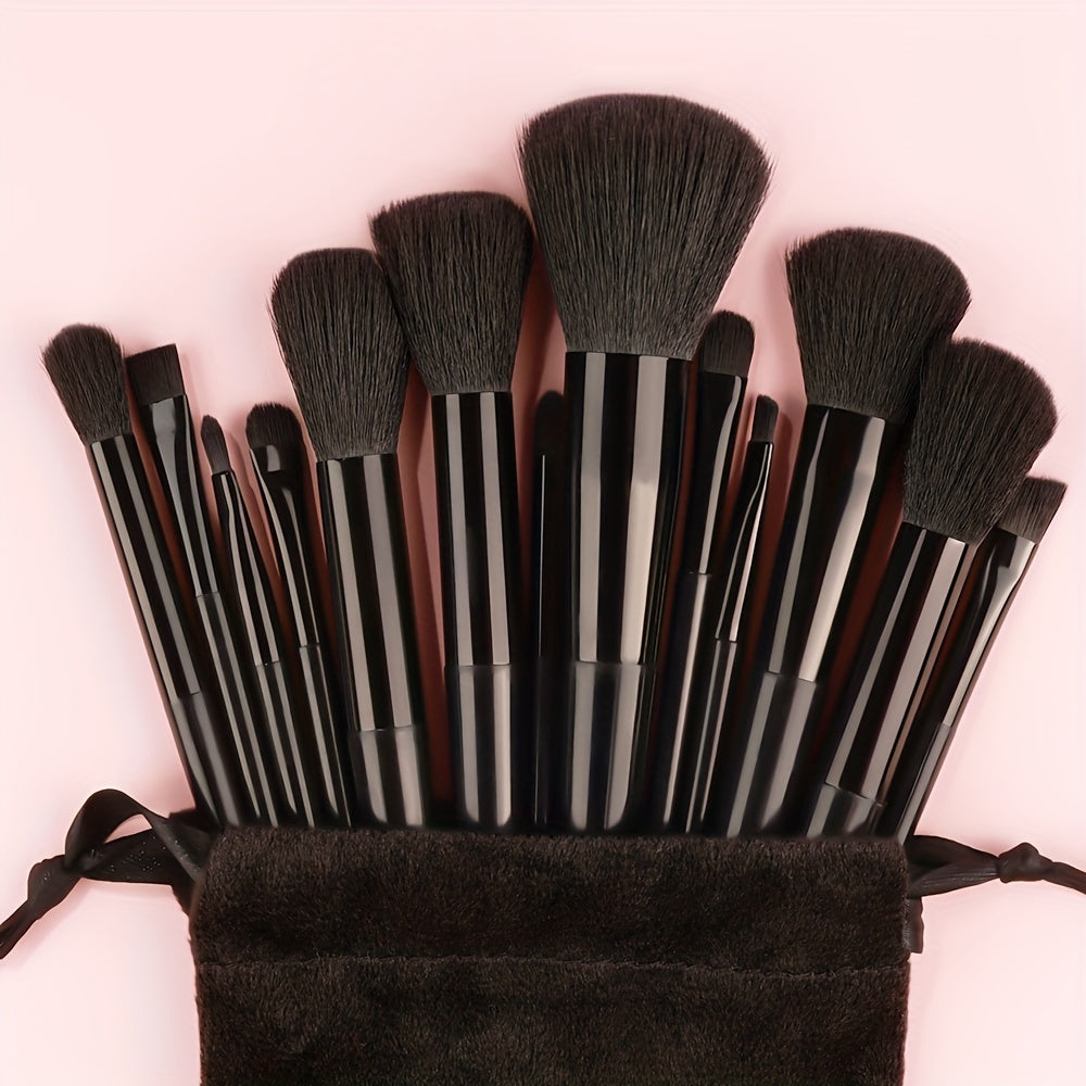 Fluffy Makeup Brush Set with Sponge & Bag
